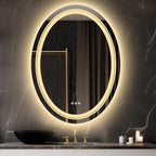 LUVODI Lighted LED Bathroom Mirror: 32”x24” Oval Wall Mounted Makeup Mirror with Backlit and Front Light - Modern Dimmable Makeup Mirrors with Demister Pad Smart Touch Switch Sensor Memory Function