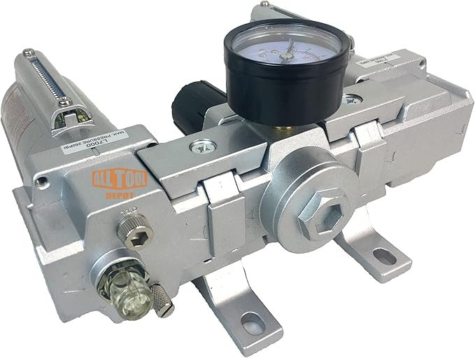 3/4" NPT HEAVY DUTY Compressed Air In Line Filter Regulator Lubricator Oiler Combo, Metal Bowl, 5 Micron Element, Adjustable From 7 to 175 PSI (AUTO DRAIN)