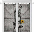 Funny Farm Animals Bathroom Curtains 63 Inch Length, Window Curtains Tab Top, Vintage Barn Grey Sunflowers Light Filtering Window Treatments Drapes 52"x63" 2 Panel