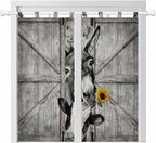 Funny Farm Animals Living Room Curtains 84 Inch Length, Window Curtains Tab Top, Vintage Barn Grey Sunflowers Light Filtering Window Treatments Drapes 42"x84" 2 Panel