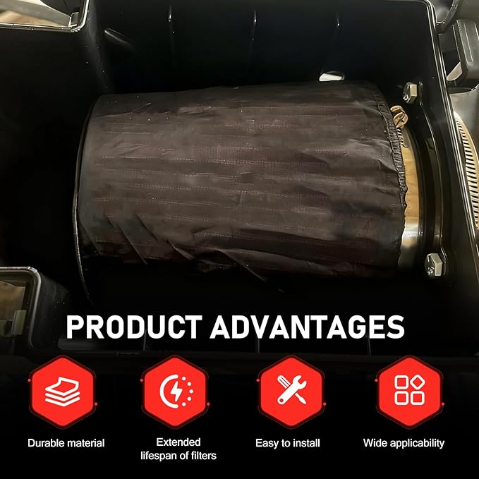 Air Filter Cover, Thickened Car Cold Air Intake Filter Dust Sock Cover, Universal for High Flow Air Intake Filters (Small, Black)