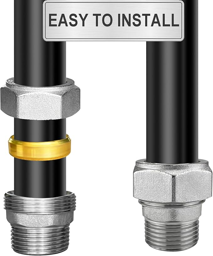 Jingzan Straight Air Piping Fitting, 3/4"Piping x 3/4"Male NPT Adapter, Brass-Nickel Plated Fittings for Garage Shop Compressed Air Line Piping System (2 PACK)