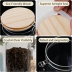 Glass Coffee Canister Set with Shelf & Spoon 2 Piece Coffee Containers for Coffee Bean Storage Airtight Seal, Coffee Bar Accessories Filter Holder for Kitchen Organization