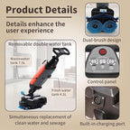 Rechargeable Floor Cleaner and Wet Dry Floor Machine, 17" Commercial Floor Scrubber, Dual-Brush Heads, Cordless Electric Floor Mop Cleaning Capacity 13000 Sqft/H, for Villa Hospital Office Gray