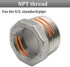 2 Pcs 304 Stainless Steel Reducer Hex Bushing, 3/4" Male NPT to 3/8" Female NPT Pipe Fitting Hex Bushing, Heavy Duty Pipe Fitting Reducer Adapter (3/4" - 3/8")