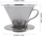 SIXRUN Portable Stainless Steel Cone Coffee Filter, Optimal Extraction for Travel, Business and Camping with 300 Mesh Filtering Capacity