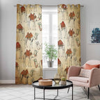 2 Panel Kitchen Cafe Curtains, Desert Sand Camel Sunlight Filtering Nature Air Through, Home Decor Window Covering Tier Curtains for Living Room 104W x 90L inch Summer Tropical Animals Vintage Beige
