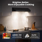 Range Hood 30 inch Under Cabinet, VIKIO HOME Hood Vents for Kitchen, Vent Hoods 30 inches with 980 CFM, 3 Speed Gesture Sensing, Teflon Coating, Non-stick and Easy to Clean, Black
