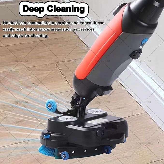 Commercial Floor Scrubber Machine Lightweight Electric Floor Cleaner with 17" Cleaning Width, Rotary Double Brushes, 360° Rotating Head, Efficiently Scrubs The Floor and Leaves it Dry Grey