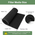 Air Filter Foam Sheet Material Replacement for UNI 12" x 24" x 3/8" 40PPI Coarse Foam Pad Pre Filter Media Washable, Cut to Fit Air Conditioner, Purifier, Aquarium (Black)