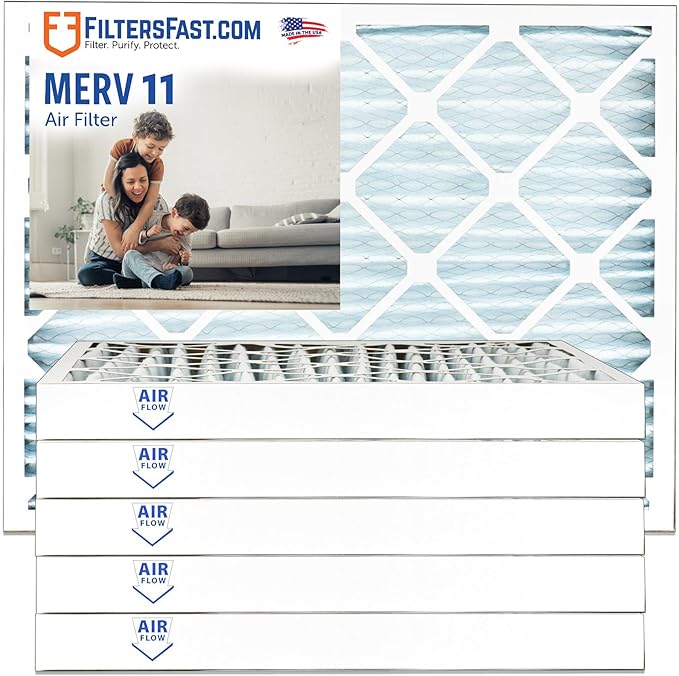 Filters Fast 18x25x2 Pleated Air Filter Merv 11, 2 Inch AC Furnace Air Filters, Made in the USA, Actual Size 17.75x24.75x1.75, 6 Pack