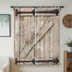 Farmhouse Wood Grain Living Room Curtains 84 Inch Length, Window Curtains Tab Top, Vintage Country Barn Gate Brown Light Filtering Window Treatments Drapes 52"x84" 2 Panel