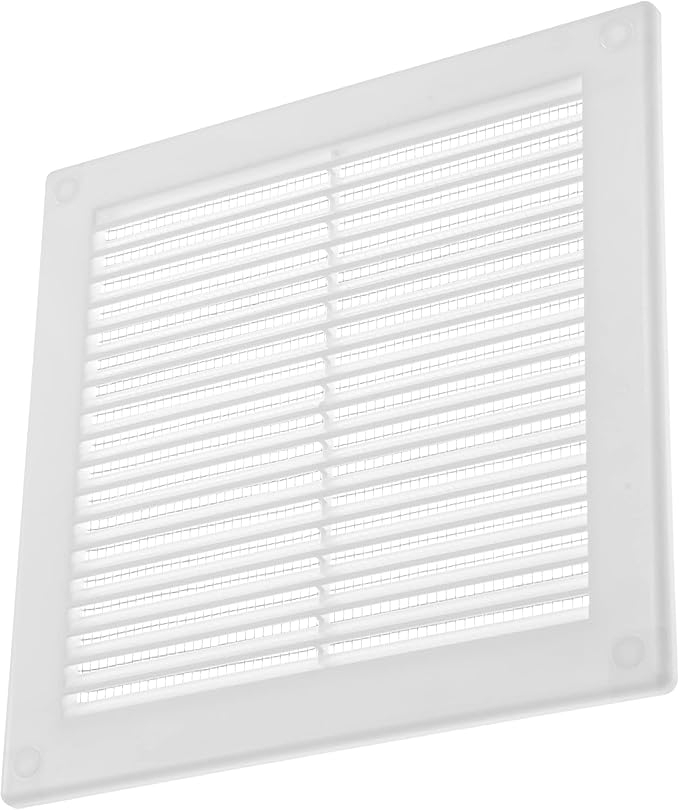 Vent Systems 4.5" x 4.5" Inch (Opening Dimensions) Plastic White Soffit Vent Cover - Flat Square Air Vent Grille - Air Vent Deflector - HVAC 6" x 6" Inch (Overall Dimensions)
