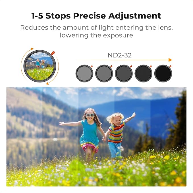 K&F CONCEPT 62mm Black Diffusion Mist Effect 1/4 & Variable ND2-32(1-5 Stops) & Circular Polarizing Filter CPL-in 1 Lens Filter with 18 Multi-Coatings for Camera Lenses (K-Series)