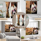 Farm Panda Living Room Curtains 96 Inch Length, Window Curtains Tab Top, Farmhouse Barn Funny Animals Butterfly Light Filtering Window Treatments Drapes 52"x96" 2 Panel