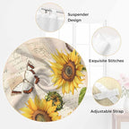 Yellow Sunflowers Bathroom Curtains 63 Inch Length, Window Curtains Tab Top, Country Farm Butterfly Flower Light Beige Light Filtering Window Treatments Drapes 52"x63" 2 Panel