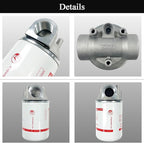 1 Inch NPT Fuel Tank Filter Kit, High Flow Fuel Filter 25 GPM 30 Micron Spin-on Cartridge Style Particulate Filter Compatible With Diesel Transfer Pump