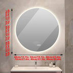 Bathroom Mirror with LED Lights and Touch Sensor, Wall Mounted Mirror with Demister Pad, 3 Colours of Light, Double Touch Button, for Entryway, Bathroom, Vanity(70cm/27.6in)
