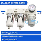 3/8"-Air-Dryer-for-Compressor - Double Air Filters Drying-System, Semi-Auto Drain Pressure Regulator Combo