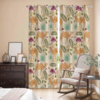 2 Panel Kitchen Cafe Curtains, Desert Camels Sunlight Filtering Nature Air Through, Home Decor Window Covering Tier Curtains for Living Room 104W x 90L inch Vintage Sand Animals Aloe Vera Leaves Beige