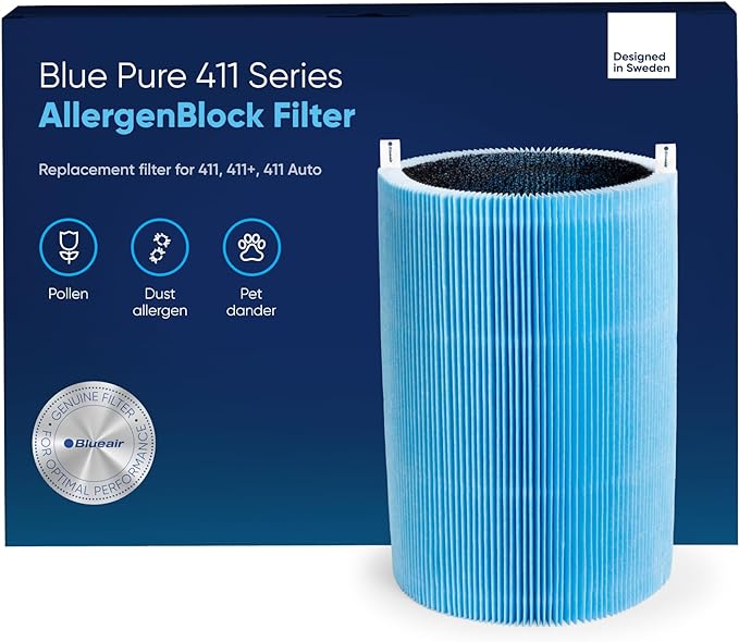 Blueair Blue Pure 411 Series AllergenBlock Filter, Genuine Replacement, Blue Pure 411 Auto Series AllergenBlock Filter Fits 411, 411+ and 411Auto (Pack of 11)