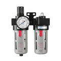 Compressed Air Filter Regulator Lubricator Combo Airtac BFC4000 1/2''NPT 0-140 PSI with Pressure Gauge Semi-Auto Drain 3 in 1 Two FR.L Unit