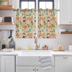 2 Panel Kitchen Cafe Curtains, Desert Camels Sunlight Filtering Nature Air Through, Home Decor Window Covering Tier Curtains for Living Room 104W x 52L inch Vintage Sand Animals Aloe Vera Leaves Beige