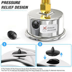 MEANLIN MEASURE 0~160Psi Dry Pressure Gauge Stainless Steel 1/4" NPT 2" FACE DIAL Waterproof for Air Compressor RV Regulator Water Pressure Tester Black Mount, with 1/2" NPT and 3/8" NPT Hex Bushing