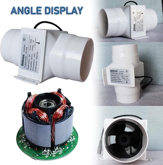 3 Inch Duct Fan Variable Inline Exhaust Blower 12V Extractor Fan 47Cfm Powerful Universal Silent Fan Filter Booster for Hydroponics Home Use (Color : Adjustable Speed, Size : 6w)