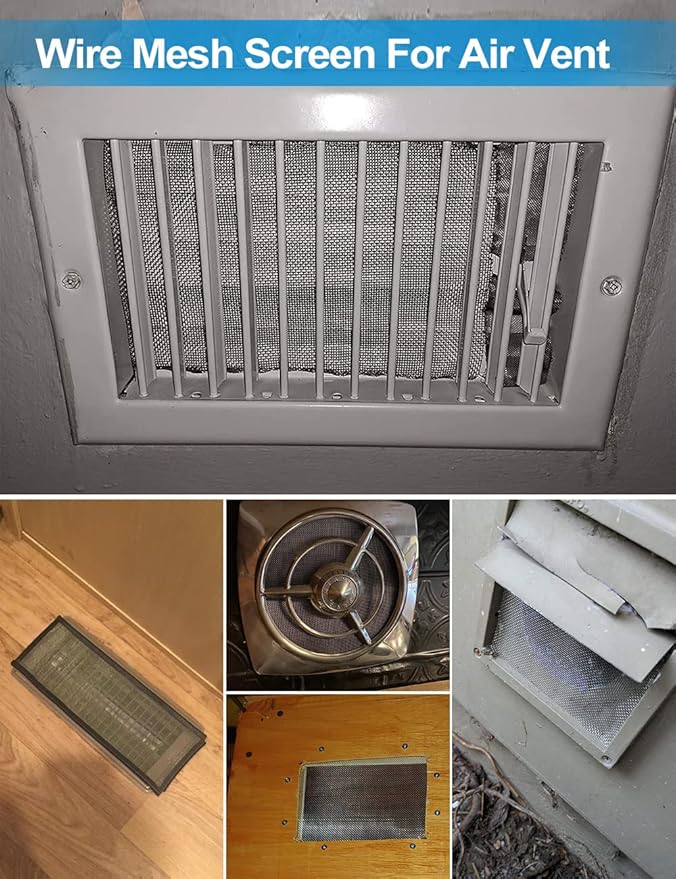 3 Pack Wire Mesh Screen 13.4'' x 9.5'' for Air Vent, 24cm x 34cm, 20 Mesh, 1mm Hole, 304 Stainless Steel Wire to Prevent Mice, Wasps, Bugs, Rodents, Mosquitoes, Spiders, Squirrels