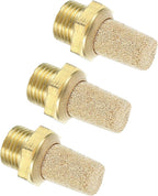 MECCANIXITY 3PCS Pneumatic Exhaust Muffler, g 1/8" Thread Male Sintered Bronze Muffler Brass Air Line Fittings for Pneumatic Tools and Industrial Machinery