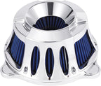 Motorcycle Air Filter Kit CNC Air Cleaner Intake Turbine System Fit for Harley Touring Street Glide Road King Trike 2008-2016, Softail 2016-2017 (C-Chromed Silver)