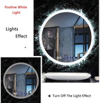 Round LED Bathroom Mirror Demister Pad IP44 Vanity Large Mirror Cold Light Dressing Wall Mirror (Color : Cold Light Size : 60cm) (Cold Light 70cm)