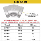 45 Degree Elbow 2PCS, 1/2" NPT Female x 1/2" NPT Female 304 Stainless Steel Pipe Fitting, Connector Coupler Apply to Outdoor/Garden/Industrial
