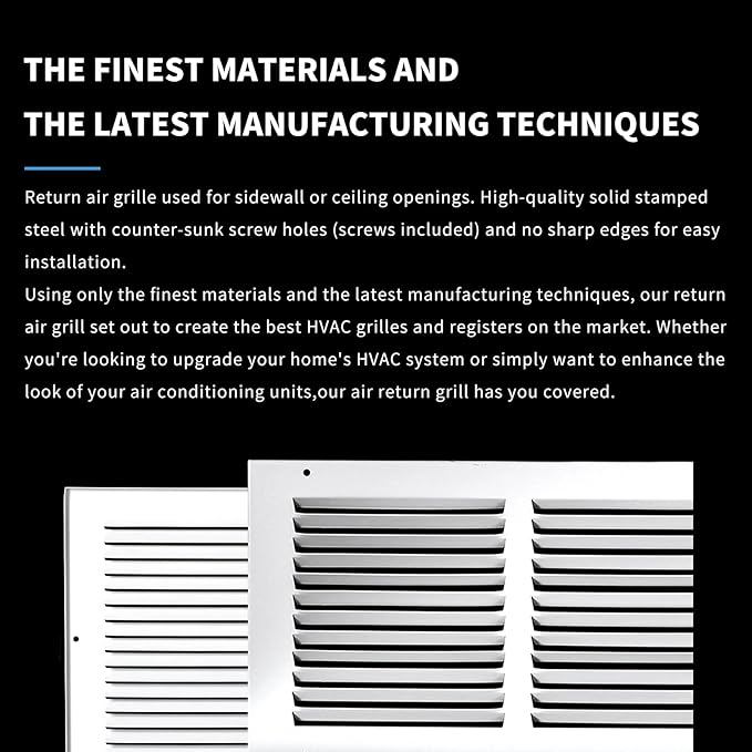 24x8 Return Air Grille(Duct Opening Size),Air Return Vent Cover,Flat Vent Cover,Rejillas De Aire Acondicionado para Casa,Return Air Grilles,Outer Dimensions:25.75"Wx9.75"H(24"W x 8"H, Duct Opening)
