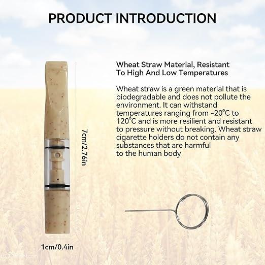 Cigarette Filters Wheat Straw 12pcs Cigarette Holder Reusable Clean Tar Tobacco Filter with Multi-Filtering for Standard Size Cigarettes Ø8mm,Slim Cigarettes Ø6mm and Ø5mm