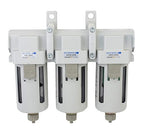 PneumaticPlus SAFU460-N04 Air Particulate (10 µm), Oil Removing (0.1 µm), Coalescing (0.01 µm) Filter Combo, 1/2" NPT, Poly Bowl w/Manual Drain