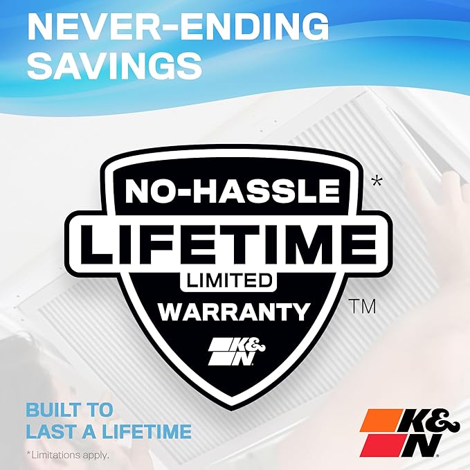 K&N 24x30x1 HVAC Furnace Air Filter, Lasts a Lifetime, Washable, Merv 11, the Last HVAC Filter You Will Ever Buy, Breathe Safely at Home or in the Office, HVC-12430