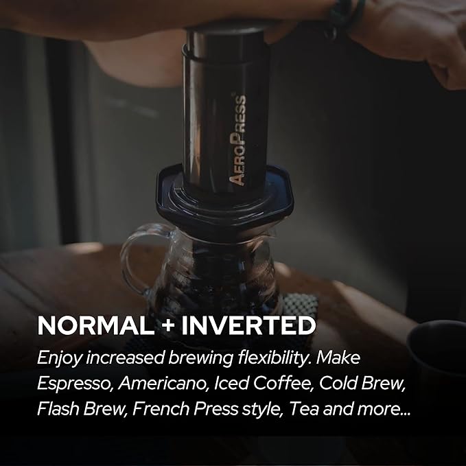 Filter for use in AeroPress Go/AeroPress Coffee Makers - Disc Fine - Reusable - Premium Coated Stainless Steel (Rose Gold, Metal) - Brew Tips Included