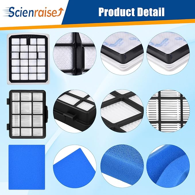NEN180 Filter Replacement Compatible with Eureka NEN180 NEN186BL Bagless Canister Vacuum Cleaner Replacement Parts, 2 HEPA Filters & 2 Dust Cup Filters Element, 4 Pack