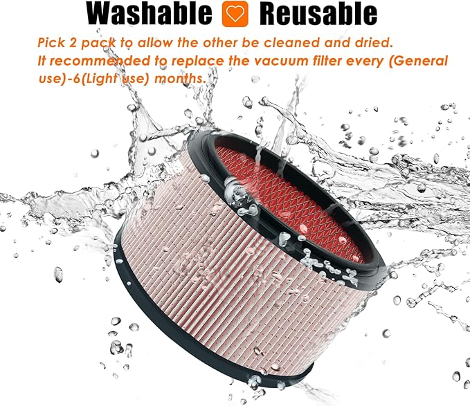 VJFF Fine Dust Replacement Filter Fits Vacmaster VFB511B 0201 Beast/ VWMB508 0101/ VF408/ VF409/ Professional VF410P, Replaces Vacmaster VJFF Filter with 2x Foam Sleeve-1 Pack
