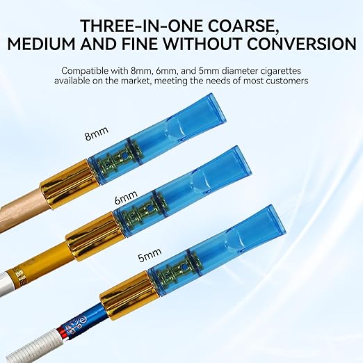 Cigarette Filter with Five Times Gold Coating, Pack of 10, Reusable, Clean Tar Tobacco Filter with Multiple Filtering for Standard Size Cigarettes, Diameter 8 mm, Slim Cigarettes Diameter 6 mm and