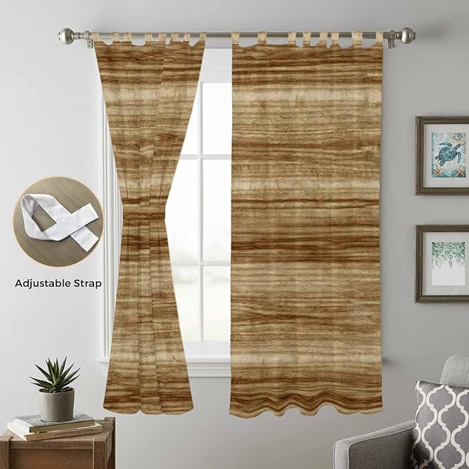 Vintage Western Living Room Curtains 84 Inch Length, Window Curtains Tab Top, Rustic Farmhouse Wooden Grain Barn Door Light Filtering Window Treatments Drapes 52"x84" 2 Panel