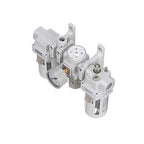 PneumaticPlus SAU400A-N04G - Dual Air System 1/2" NPT - Compressed Air Filter, Pressure Regulator & Lubricator w/Additional Free Air Port 3/8" NPT - Manual Drain, Poly Bowl