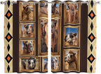 2 Panel Kitchen Cafe Curtains, Wildlife Camels Sunlight Filtering Nature Air Through, Home Decor Window Covering Tier Curtains for Living Room 104W x 72L inch Deserts Animals Brown Geometric Rustic