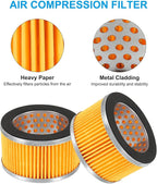 PATIKIL 3.2 x 2 Inch Air Compressor Intake Paper Filter 4 Pack Piston Type Air Filter Elements Replacement for Blowers Generators Filter Particles to Reduce Noise, Yellow