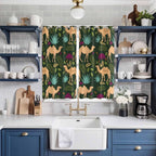 2 Panel Kitchen Cafe Curtains, Retro Desert Camel Sunlight Filtering Nature Air Through, Window Decor Tier Curtains for Living Room 80W x 63L inch Tropical Animal Aloe Vera Leaves Dark Green