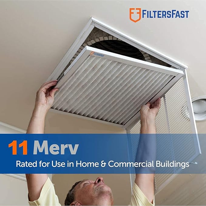 Filters Fast 24x24x1 Air Filter MERV 11, 1" AC Furnace Air Filters, Made in the USA, Actual Size: 23.75"x23.75"x0.75, 6 Pack