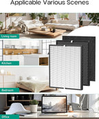 Replacement Filter Compatible with Air Doctor AD3000 AD3000M AD3000Pro Air Cleaner Puri-Fier, Not for AD3500 Version, Include 1 Premium Filter + 1 Carbon Filter + 4 Pre-Filters