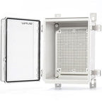 QILIPSU Outdoor WiFi Enclosure, 8.6"x6.7"x4.3" Waterproof Electrical Junction Box, Clear Plastic Hinged Cover IP67 Weatherproof for Solar Projects Network Router Led Control